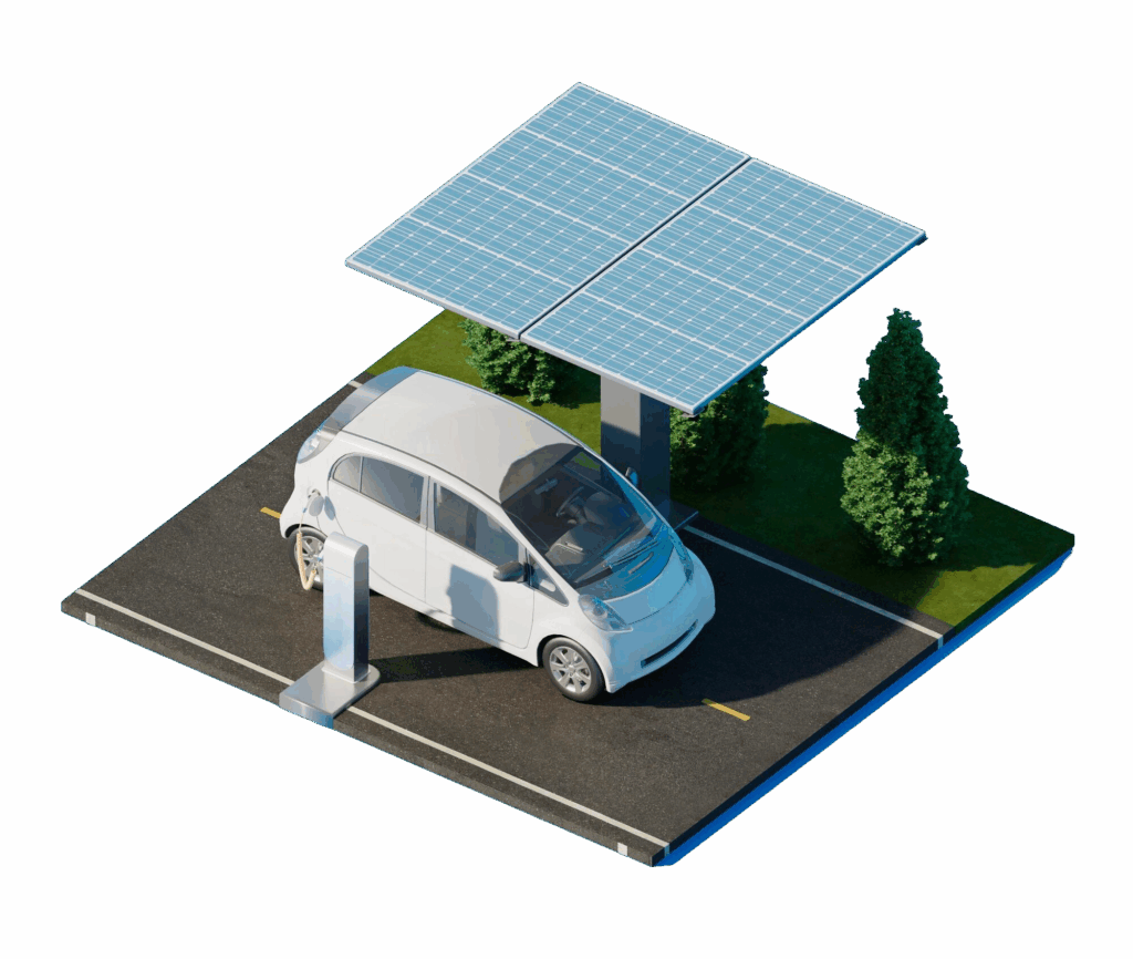 Solar powered EV car charging